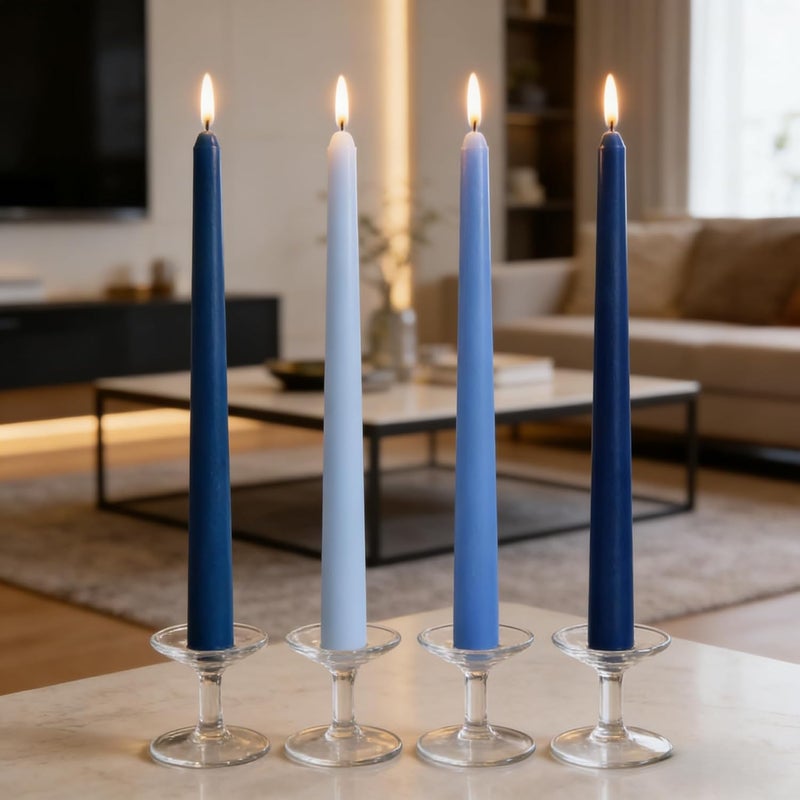 Sihuida 12-Pack Gradient Blue Taper Candles, 10 Inch Unscented Dripless Candlesticks, Long-Lasting Burn Time of 7-8 Hours, Perfect for Home Décor Weddings Babyshower and Events - Image 3